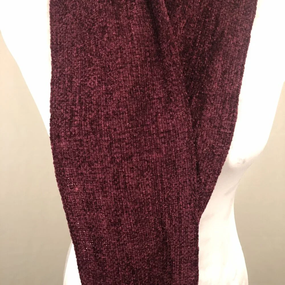 ❤️ Burgundy Knit Fringe Scarf | Cozy Long Winter Wrap | Soft Cold Weather